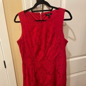 Stunning scarlet red dress with lace overlay in size 14.